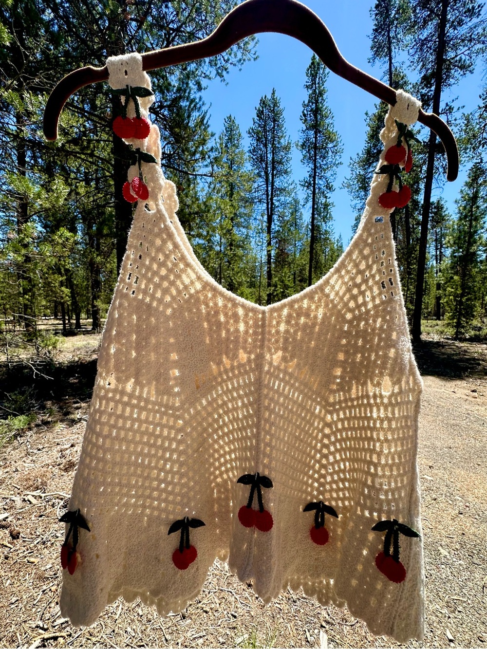 Rebellion Again Cherry Crochet Cami Tank Top Coquette Cottagecore Small - Picture 3 of 9